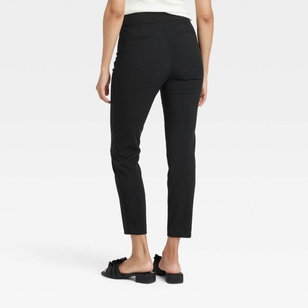 Women's High-Rise Skinny Ankle Pull-On Pants - A New Day Black 6 Long - Picture 2 of 3